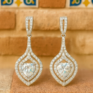 Zilveren strass oorbellen hartje