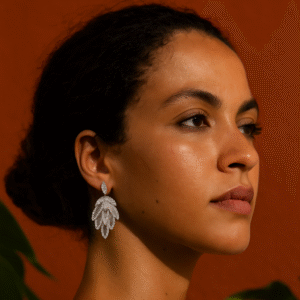 Zilveren lange oorbellen blaadjes