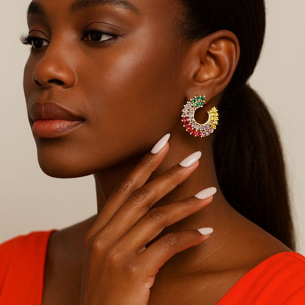 Regenboog oorbellen ringen