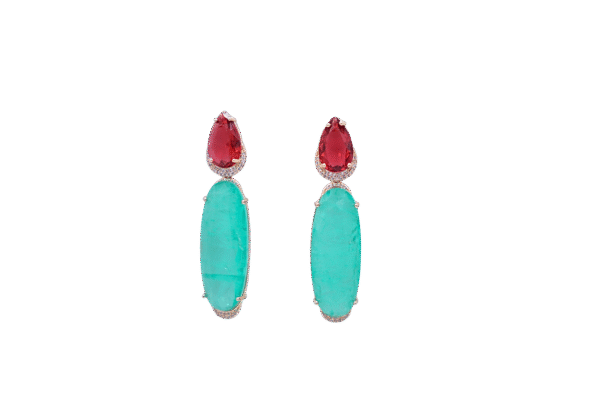 Groene lange oorbel, ovaal