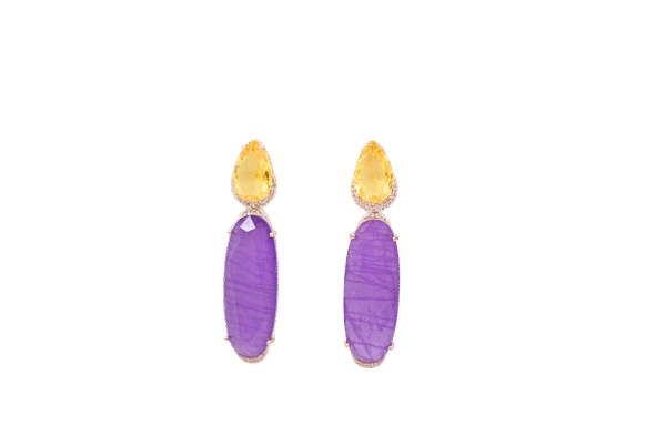 Lange paarse oorbellen, ovaal