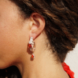 Draak oorbellen, kristal, rood