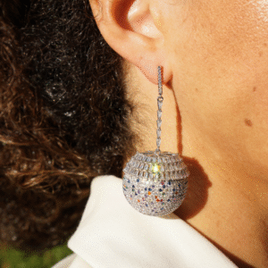 crystal sphere earrings silver