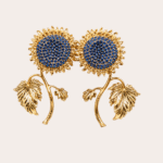 Gouden zonnebloem oorbellen