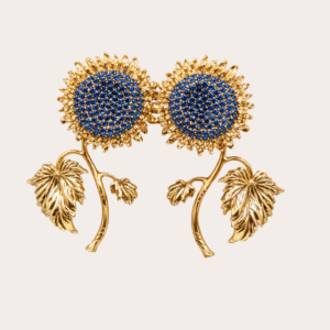 Gouden zonnebloem oorbellen