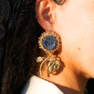 Gouden zonnebloem oorbellen