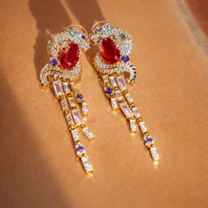 Lange draakoorbellen steentjes