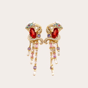 Lange draakoorbellen gekleurd