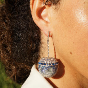 crystal sphere earrings blue