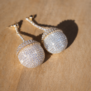 Disco ball earrings gold
