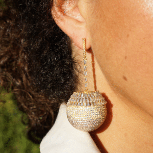 crystal sphere earrings gold